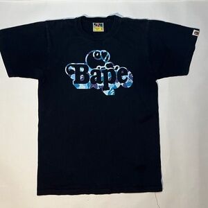 Bape Black & Blue Camo Milo T Shirt Small